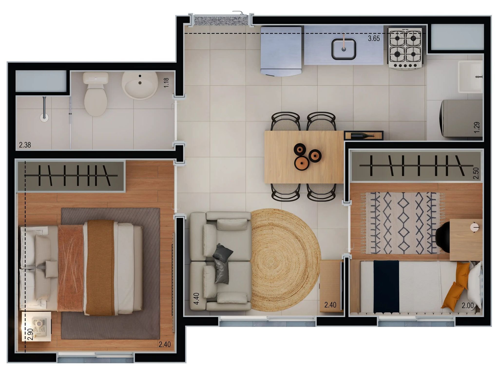 2 Dorms.